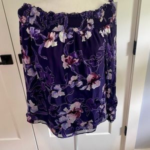 NWT White House Black Market silk off the shoulder top